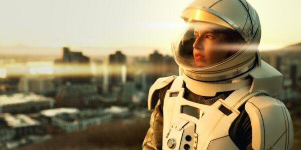 Wpływ literatury science fiction na rozwój technologii 3 city-future-and-thinking-with-astronaut-woman-out-2024-09-17-15-20-49-utc