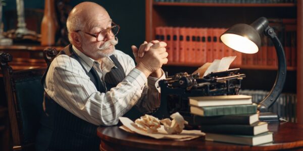 Rola literatury w kształtowaniu tożsamości narodowej 7 elderly-writer-thinks-at-vintage-typewriter-2023-11-27-05-04-33-utc